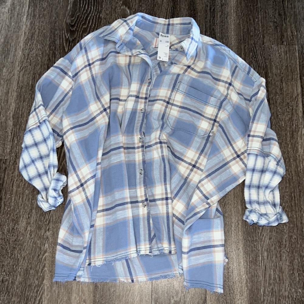 NWT BDG One Way Or Another Plaid Flannel Button-Down Shirt tag will be marked